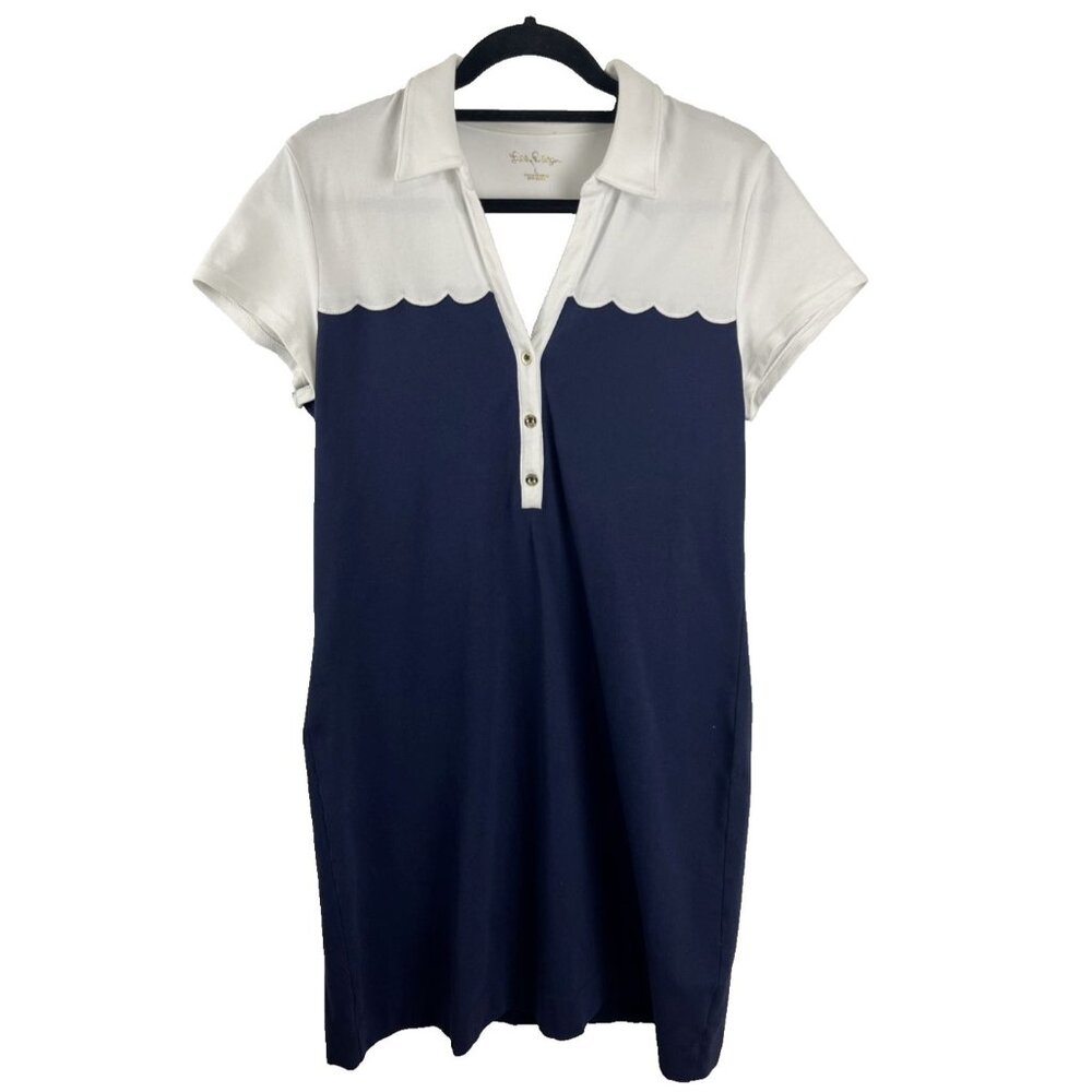 Lily Pulitzer Cotton Blue & White Nautical Golf Dress Women's Size L